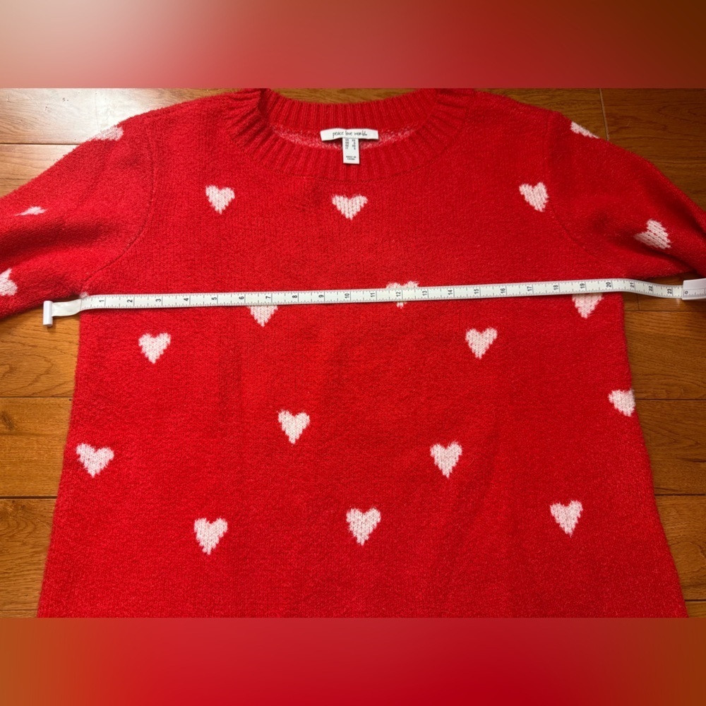 Peace Love World Red Heart Sweater - Picture 4 of 6